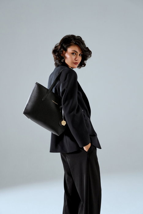 Vince Camuto Bolso Tote Negro Taormina - 100% Piel de Polivinilo Lujoso y Versátil